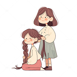 妈妈给女儿编头发