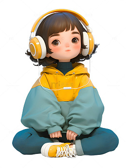 听音乐的小孩子女孩