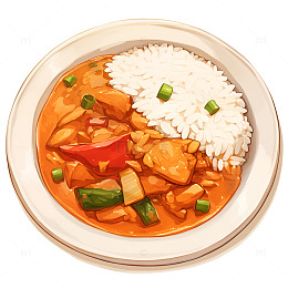 一盘咖喱鸡肉饭