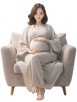 孕妇坐在沙发上休息