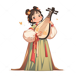 一个弹琵琶的古装女孩