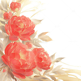 牡丹花水彩插画素材