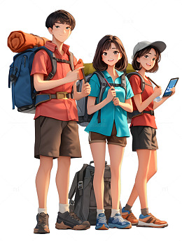青年人去旅行旅游