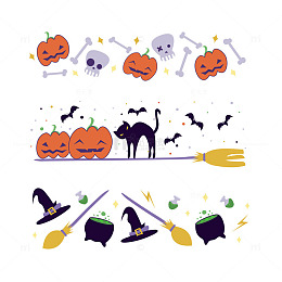 万圣节奇幻之夜卡通元素派对