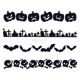 万圣节黑色剪影装饰