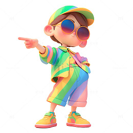 穿着彩虹衣服的潮流男孩