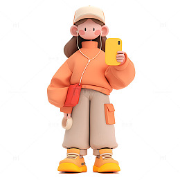 拿着手机听歌的女孩