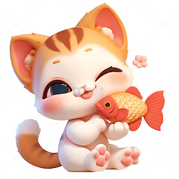 抱着金鱼的小猫咪