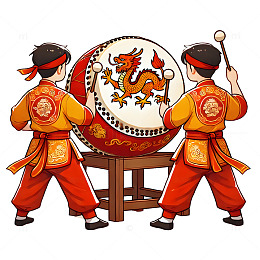 击打龙鼓卡通人物素材