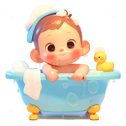 一个洗澡的小宝宝
