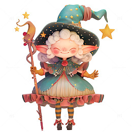 拿着法杖的魔法精灵