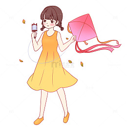 秋分放风筝人物