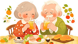 老年夫妇共享早餐时光