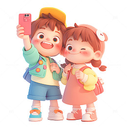 两个自拍的小孩子