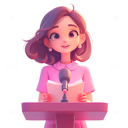 站在演讲台上演讲的女士