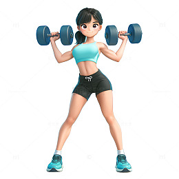 举着哑铃健身的女孩