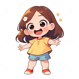 卡通简约开心的小女孩