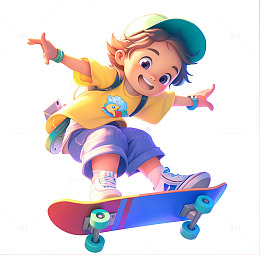 玩滑板的少年
