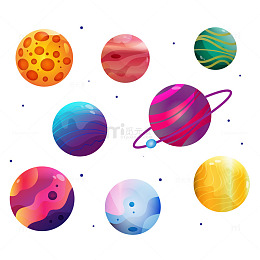 卡通行星与卫星的奇幻聚会