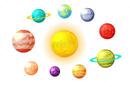 宇宙卡通彩绘行星的奇幻色彩