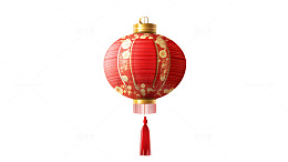 金色图案装饰的红色传统中国灯笼