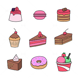 手绘甜点图标盛宴