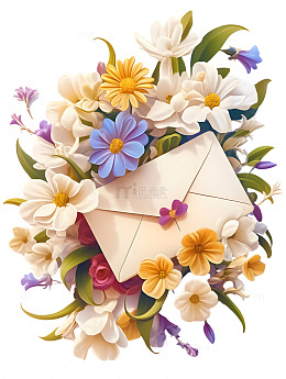 花朵信封卡通
