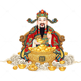 卡通插画风格的财神爷春节素材