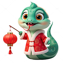 可爱小蛇手提灯笼卡通3D素材
