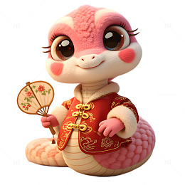 可爱小蛇毛绒绒卡通蛇年素材