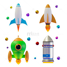 卡通3D火箭飞船模型