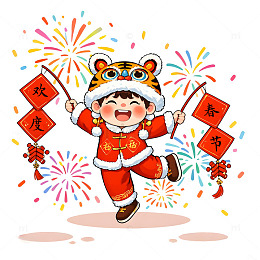 欢度春节卡通人物素材