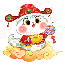 蛇年水墨风IP形象素材