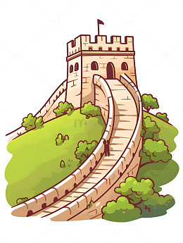 卡通长城景点图标