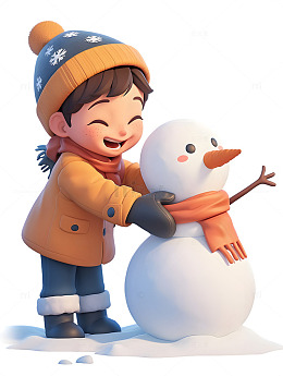 卡通堆雪人3D