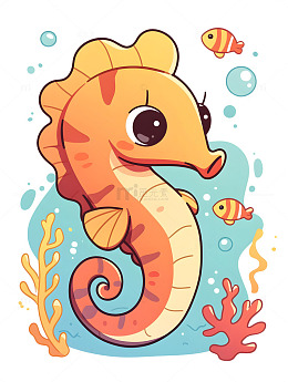海马卡通动物海洋生物