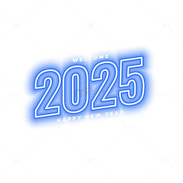 2025蓝色霓虹新年欢迎图