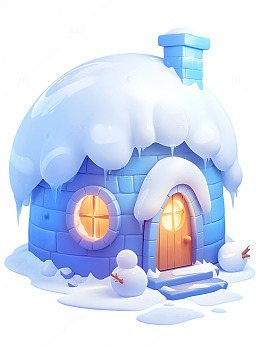 卡通雪屋北极极地