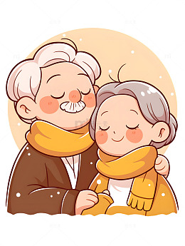 老夫妇卡通夕阳红