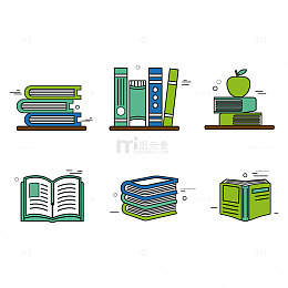 简洁风格书本及学习相关图标