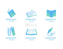 蓝色渐变书本标志设计