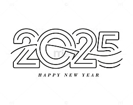 2025年新年黑白线条