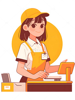 卡通收营员柜台