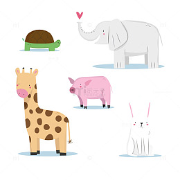 卡通动物爱心集结