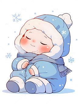 冬季睡觉打瞌睡的小孩