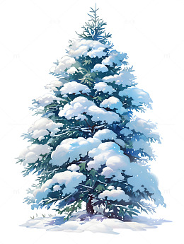 积雪松树树木植物