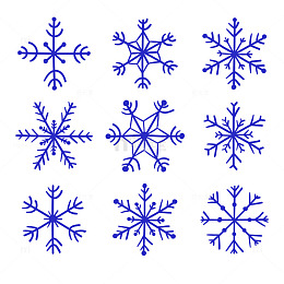 九款蓝色手绘雪花图案