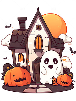 万圣节城堡卡通节日