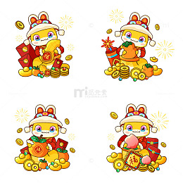 新年春节蛇年卡通IP吉祥物矢量插画元素