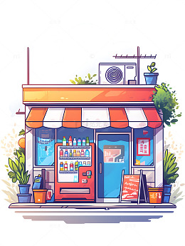 卡通便利店超市买东西
